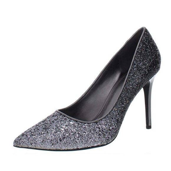 Michael Michael Kors Claire Pump Silver Metallic Leather Pointed Toe SH-052 - Picture 1 of 13
